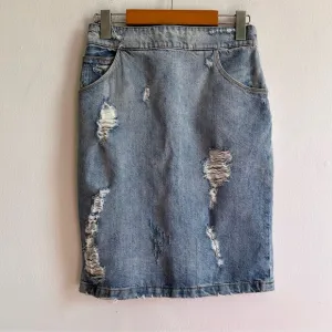 IRO Sz XS Denim Distressed Jean Skirt