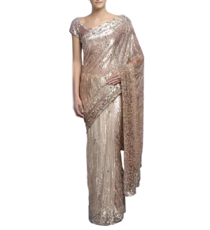 Ivory and antique color designer saree with sequin work
