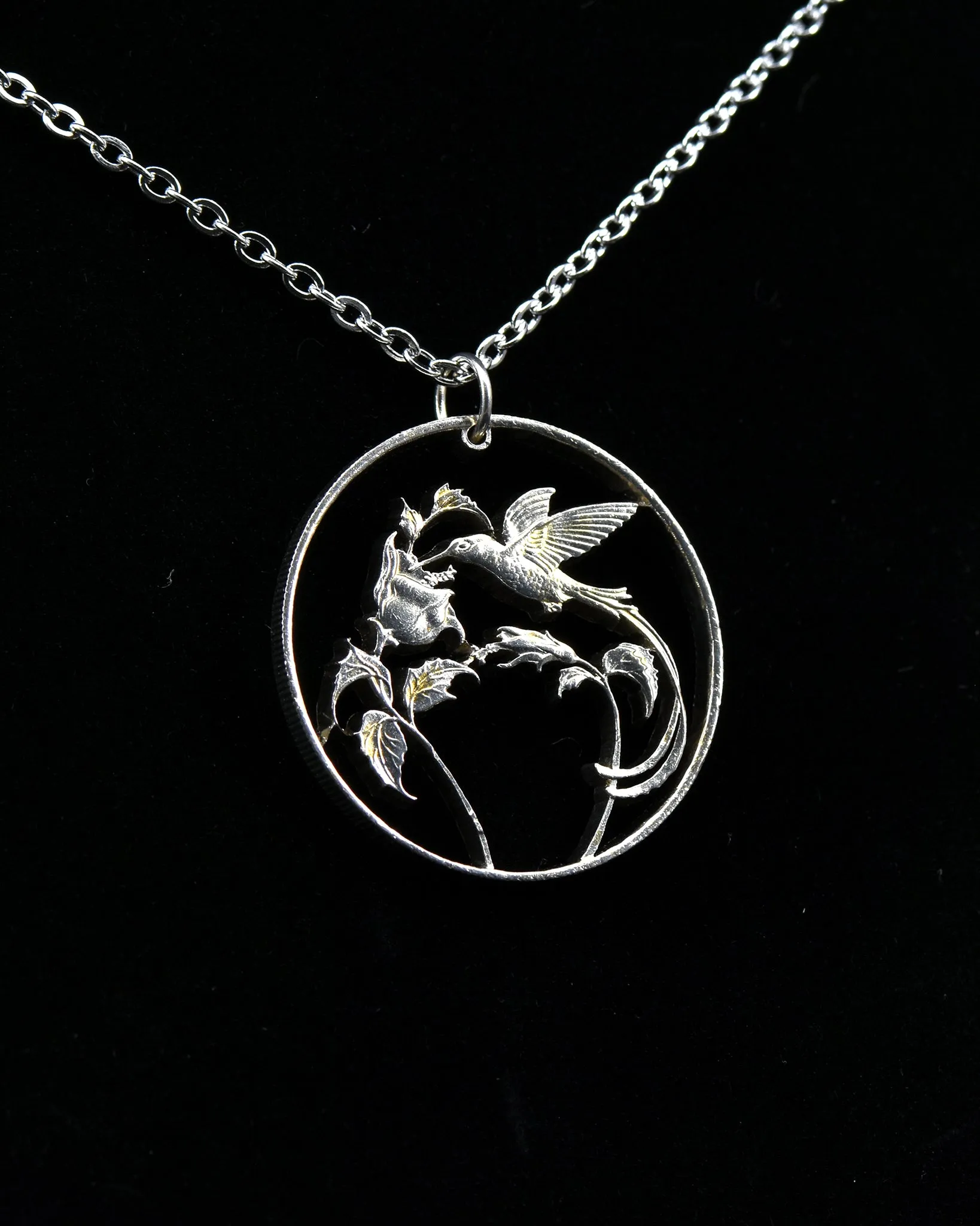 Jamaica - Streamer-tailed Hummingbird Cut Coin Pendant