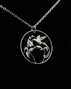 Jamaica - Streamer-tailed Hummingbird Cut Coin Pendant