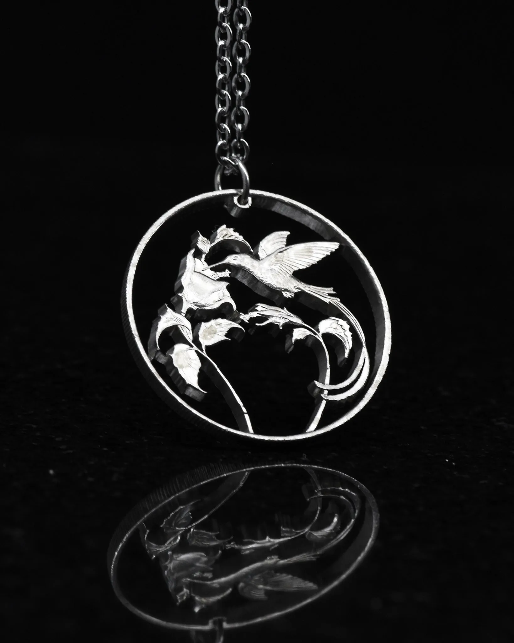 Jamaica - Streamer-tailed Hummingbird Cut Coin Pendant