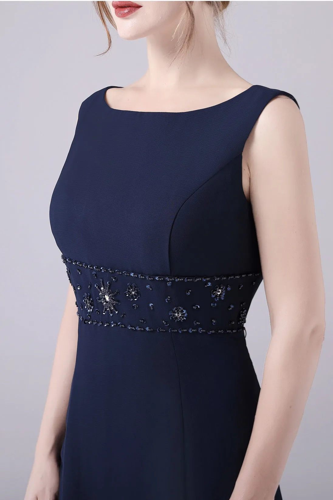 Jewel Strap Short sleeves Ankle-length Mermaid Vintage mother's dress