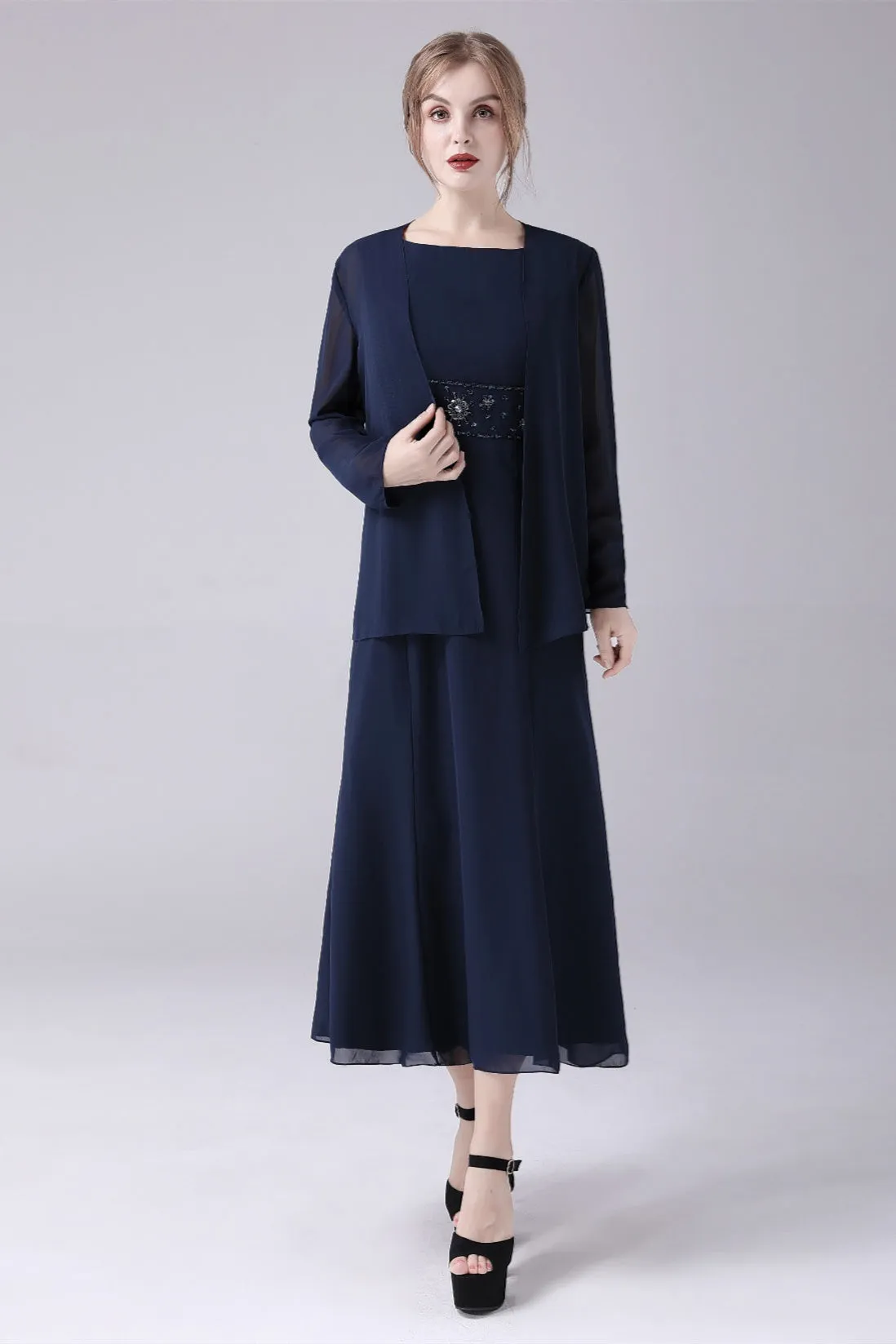 Jewel Strap Short sleeves Ankle-length Mermaid Vintage mother's dress