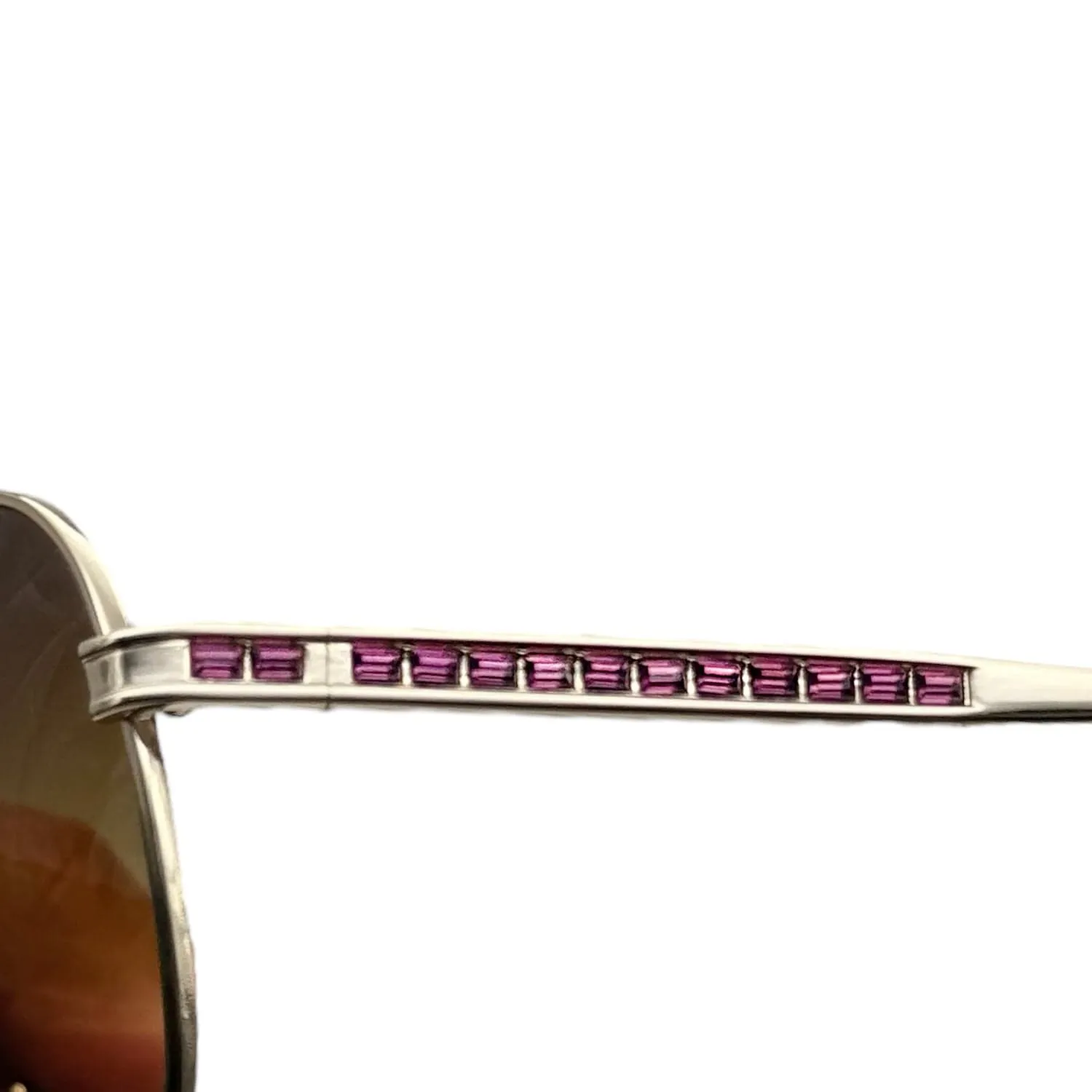 JUDITH LEIBER Vintage Aviator Sunglasses with Purple Swarovski Crystals - Silver