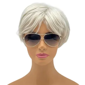JUDITH LEIBER Vintage Aviator Sunglasses with Purple Swarovski Crystals - Silver