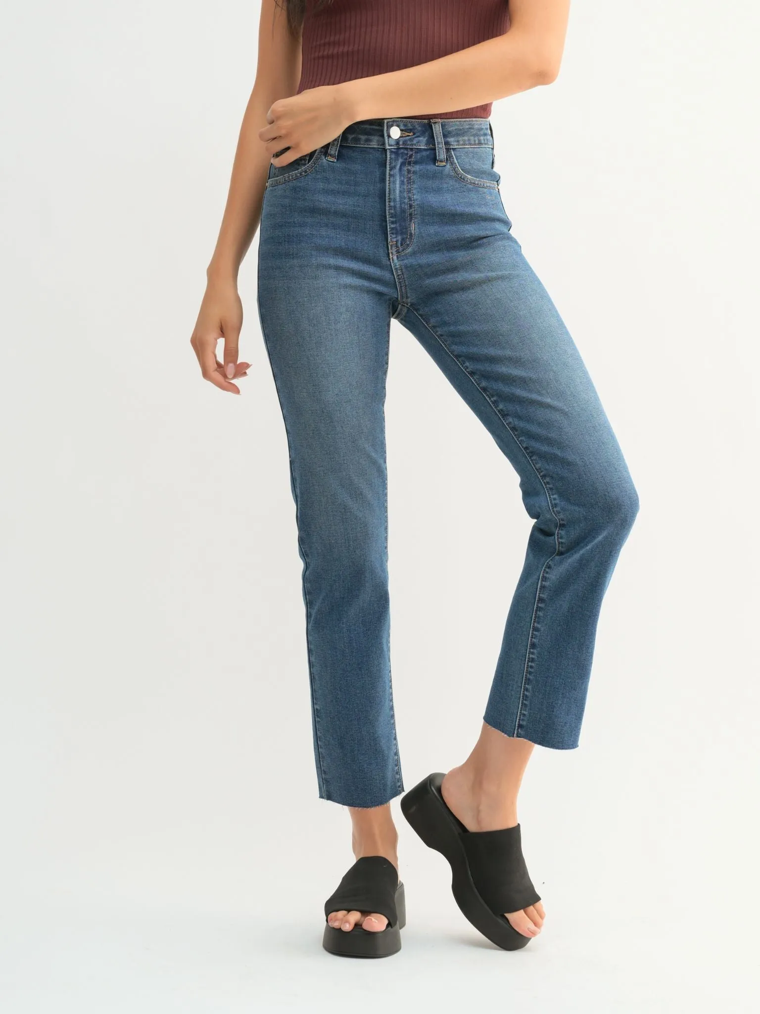 Just Black Medium Denim Slim Straight Ankle Scissor Cut