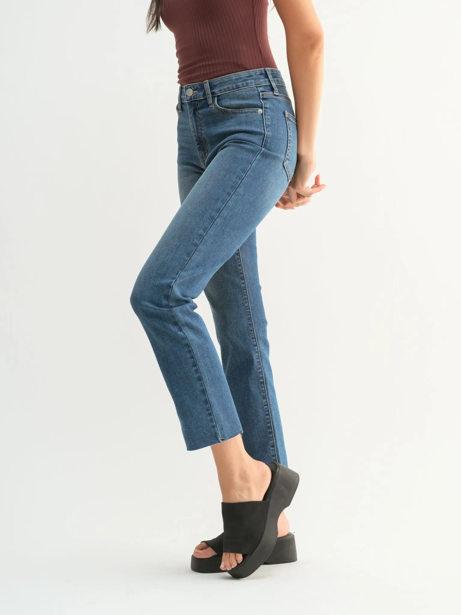 Just Black Medium Denim Slim Straight Ankle Scissor Cut