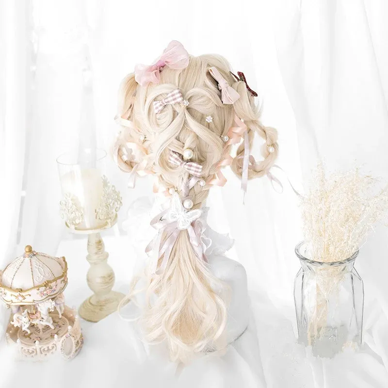 [@karyznd] Elegant Beige Blonde Long Curly Wig D041615