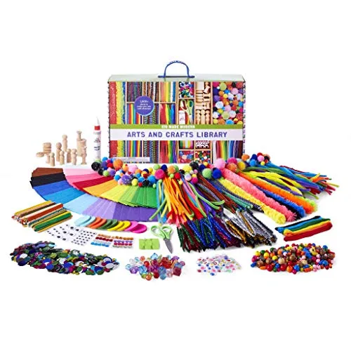 Kid Made Modern - Arts and Crafts Supply Library - 1000  Piece Collection - DIY Kids Crafts - Bulk Craft Set - Create Your Own Art - Includes Art Supplies and Reusable Storage Box - Ages 8 