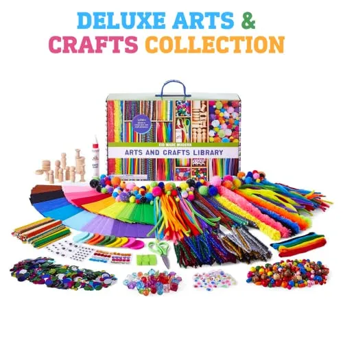 Kid Made Modern - Arts and Crafts Supply Library - 1000  Piece Collection - DIY Kids Crafts - Bulk Craft Set - Create Your Own Art - Includes Art Supplies and Reusable Storage Box - Ages 8 