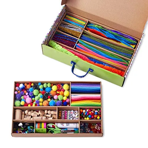 Kid Made Modern - Arts and Crafts Supply Library - 1000  Piece Collection - DIY Kids Crafts - Bulk Craft Set - Create Your Own Art - Includes Art Supplies and Reusable Storage Box - Ages 8 