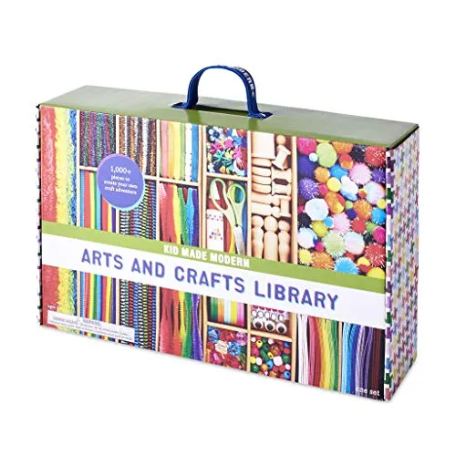 Kid Made Modern - Arts and Crafts Supply Library - 1000  Piece Collection - DIY Kids Crafts - Bulk Craft Set - Create Your Own Art - Includes Art Supplies and Reusable Storage Box - Ages 8 
