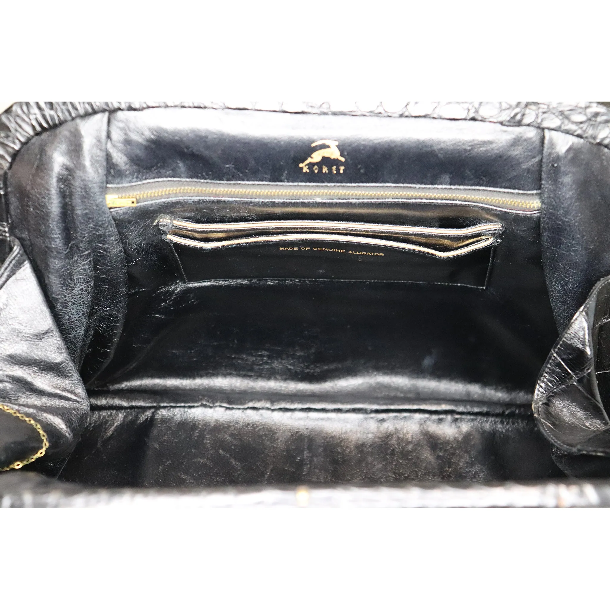 Koret Black Alligator Large Top Handle Bag