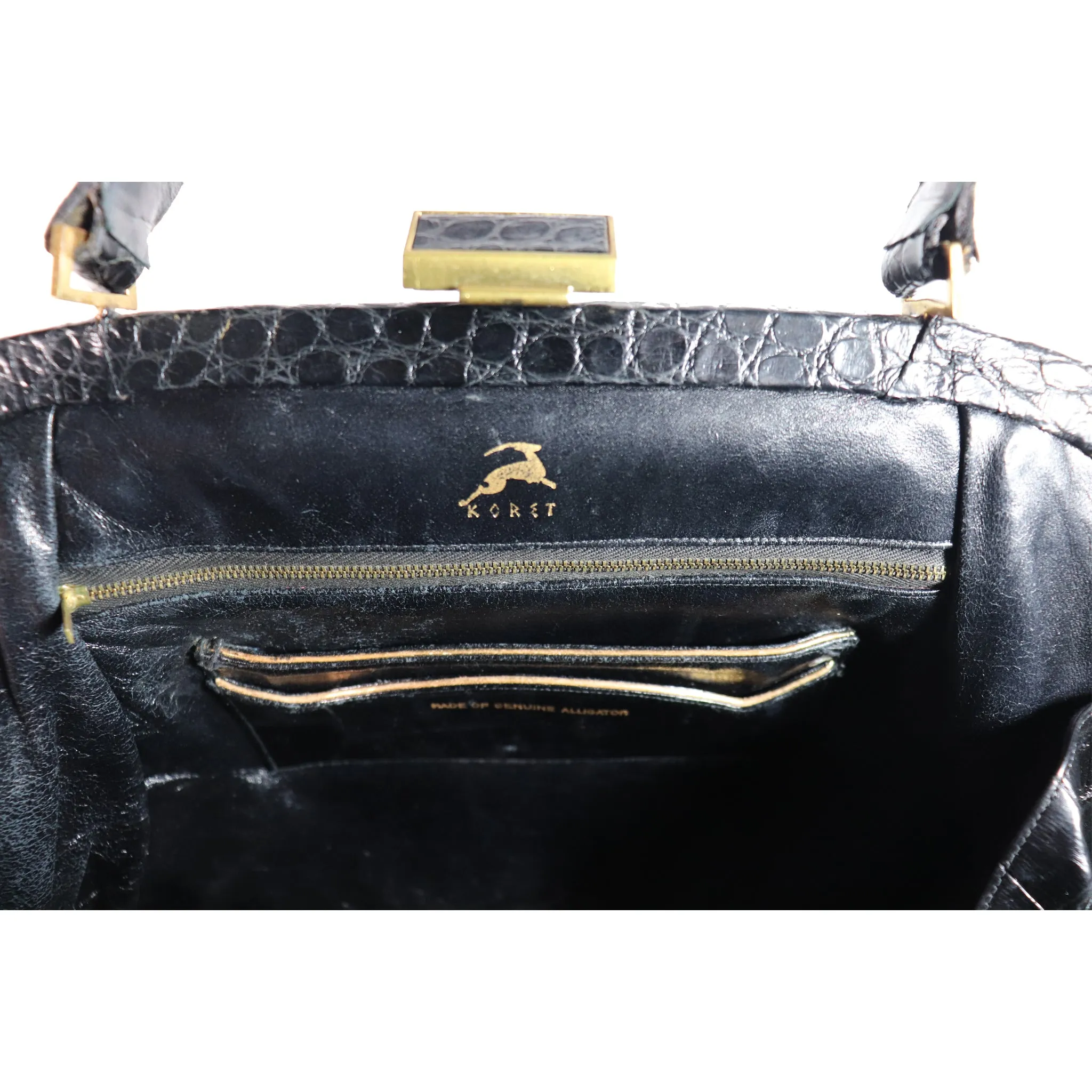 Koret Black Alligator Large Top Handle Bag