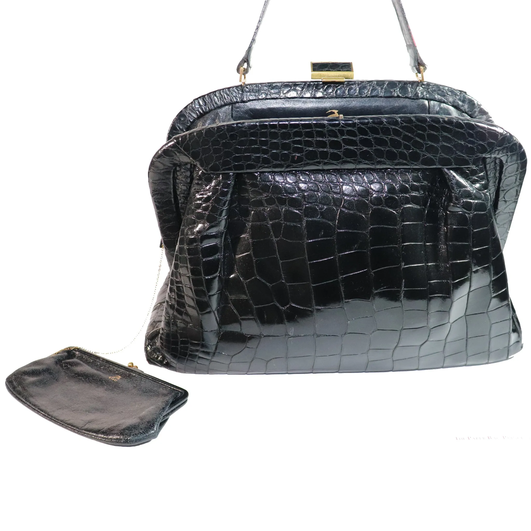 Koret Black Alligator Large Top Handle Bag