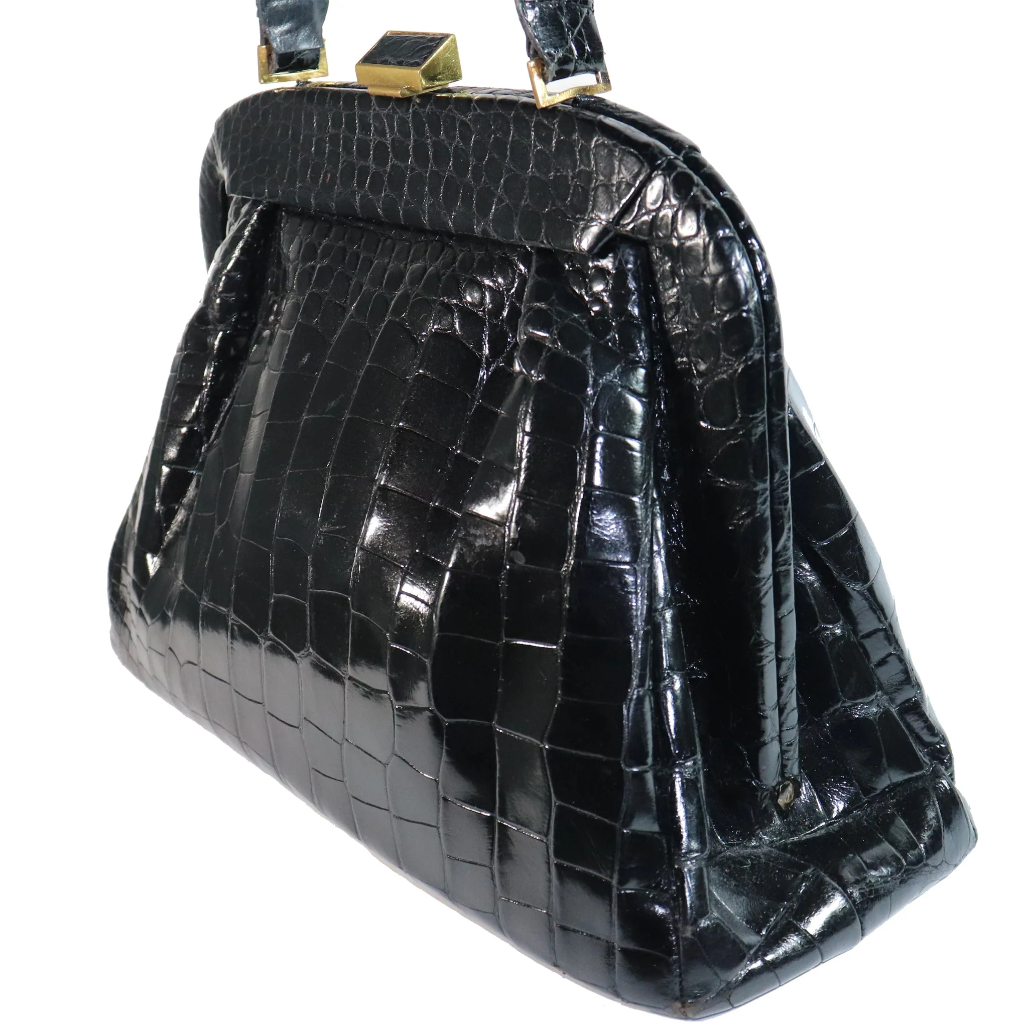 Koret Black Alligator Large Top Handle Bag
