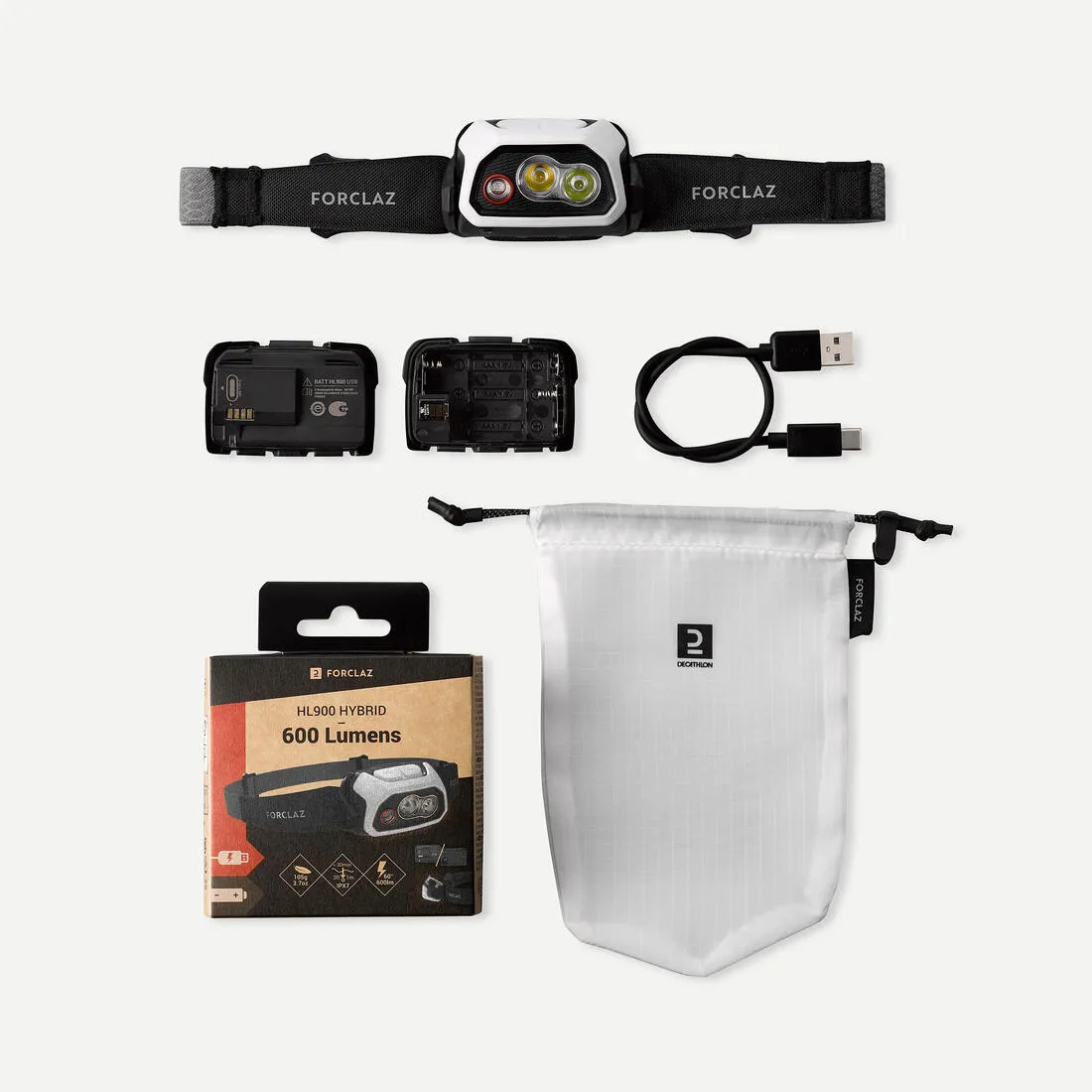 Lampe frontale rechargeable - 600 lumens - hl900 usb v3