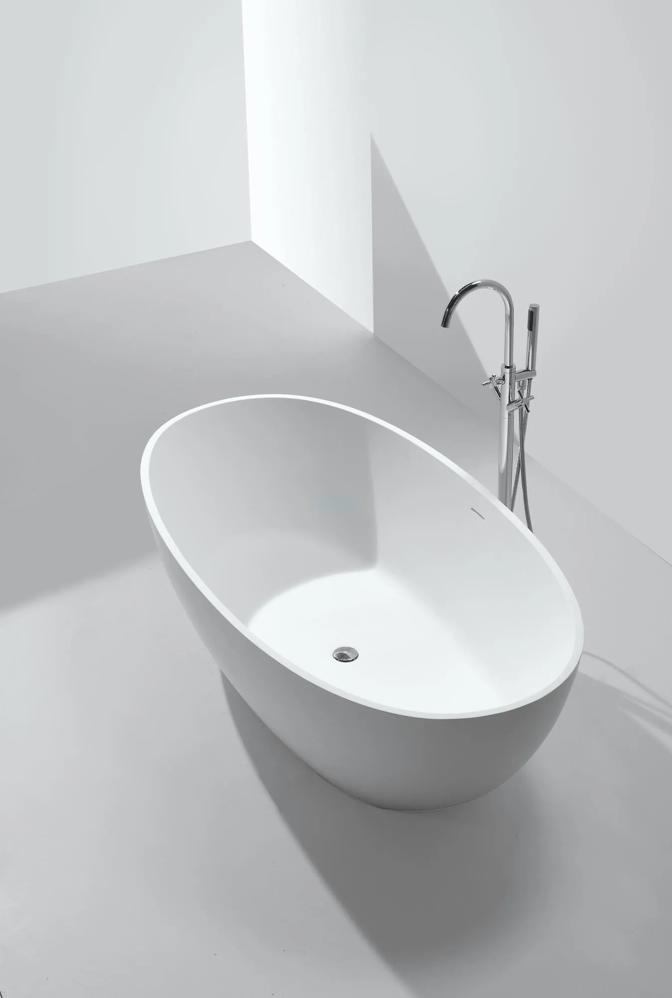Large Oval Matte White Stone Bath - 1700mm - B003-B
