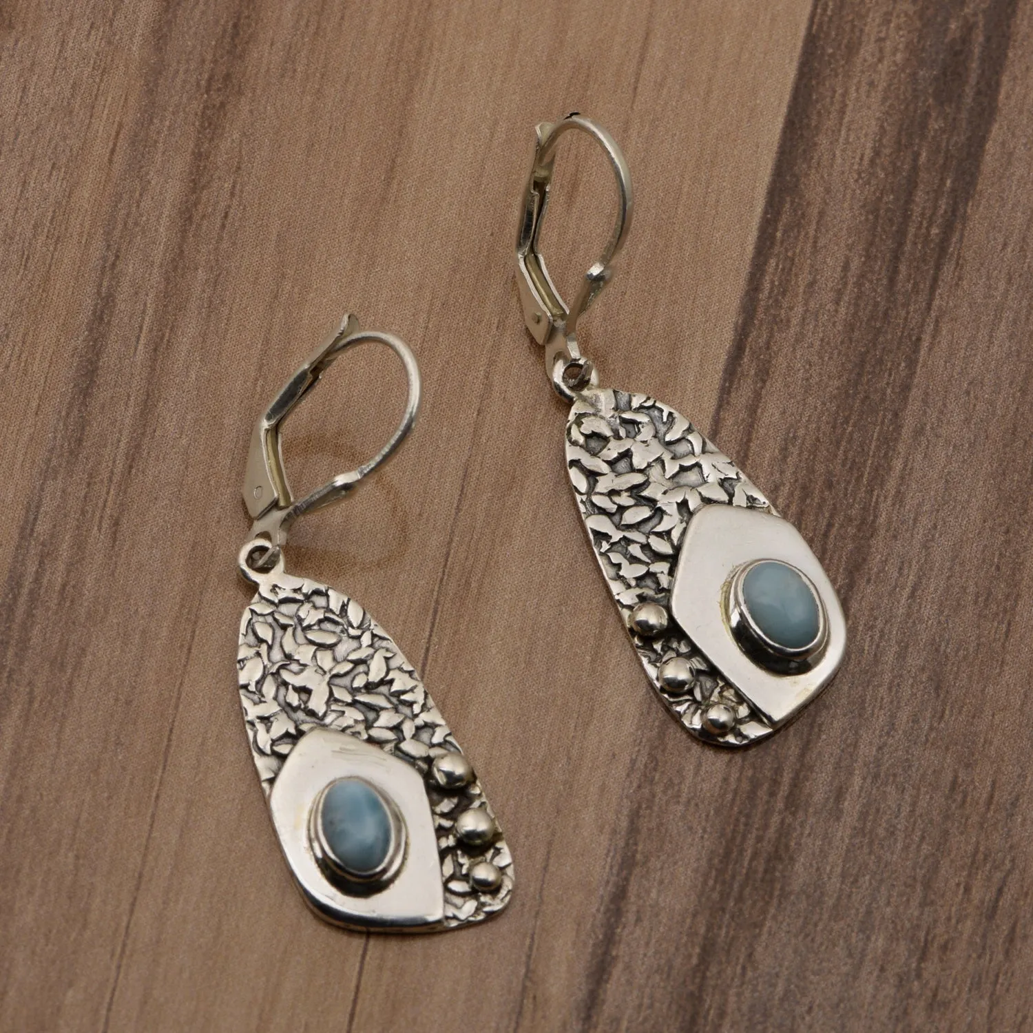 Larimar Handmade Dangle Earrings