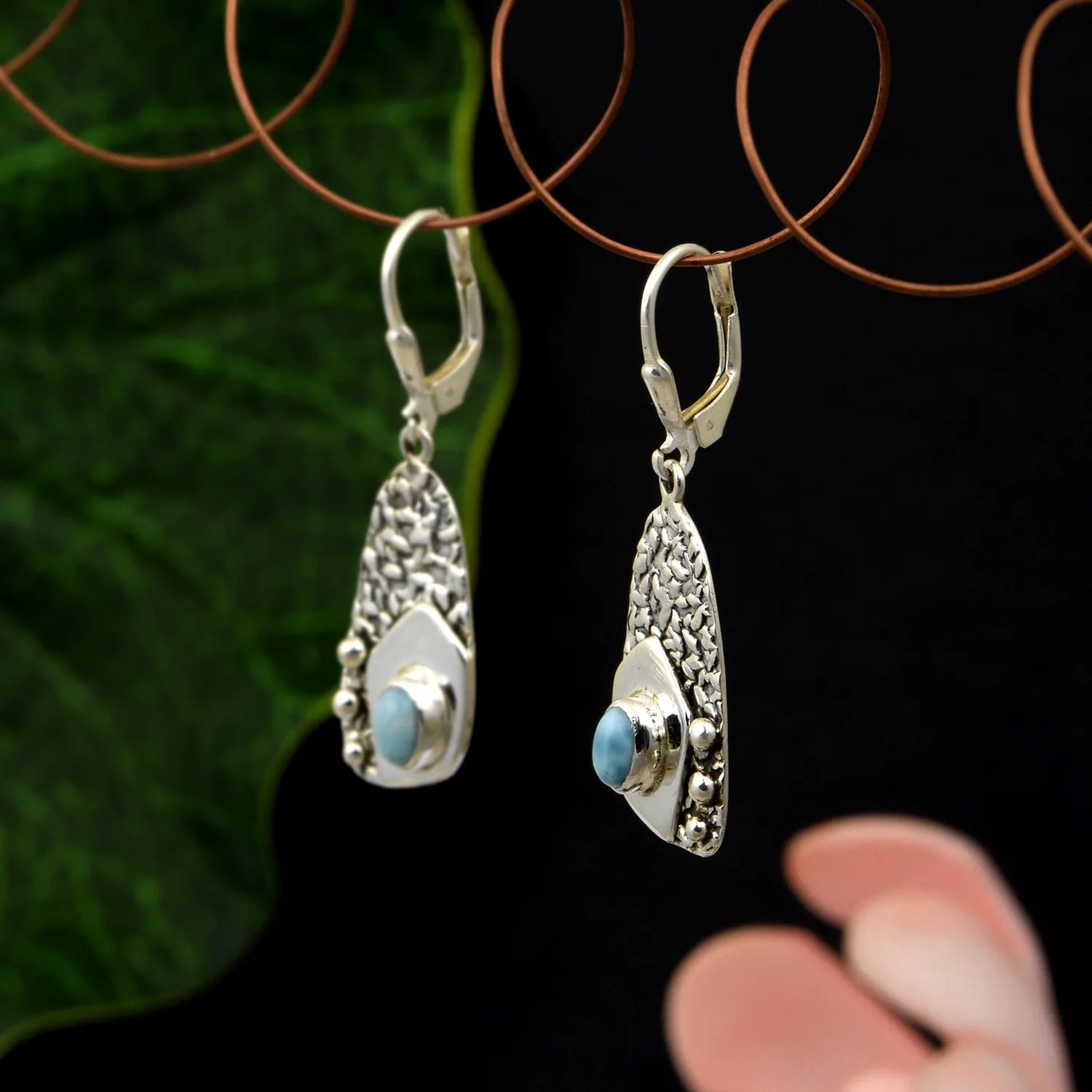 Larimar Handmade Dangle Earrings