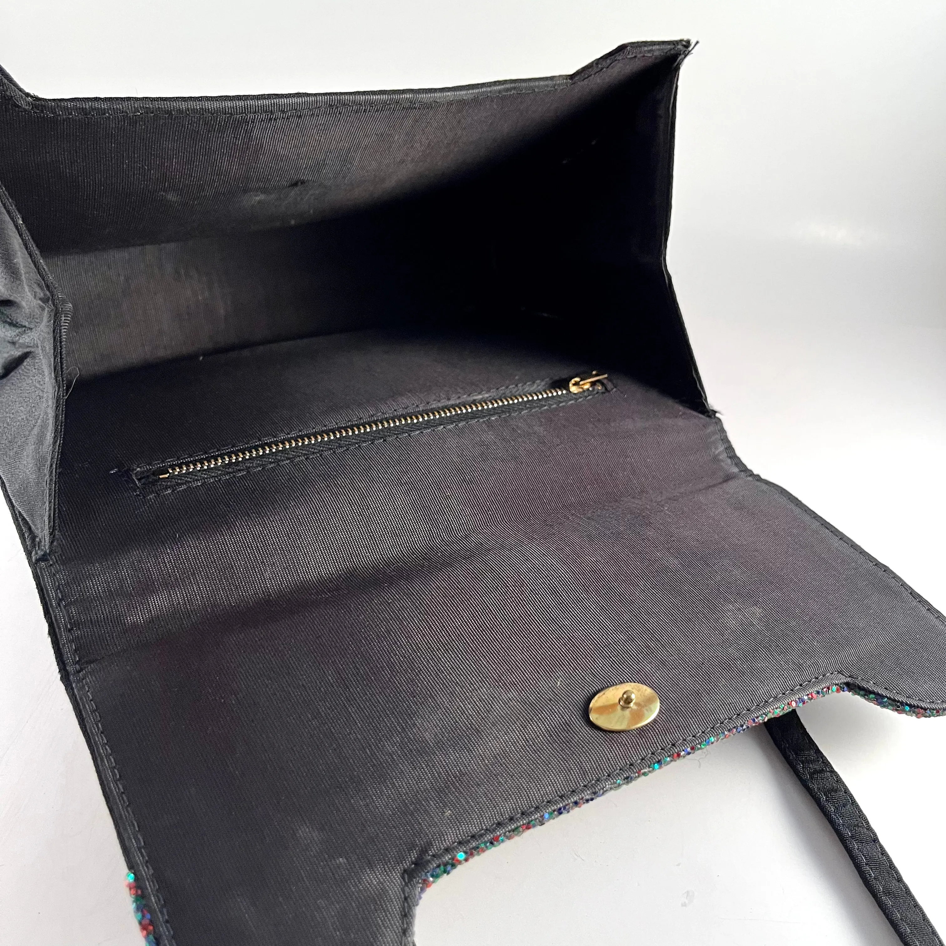 Late 50s/ Early 60s Black Fabric & Glitter Handbag