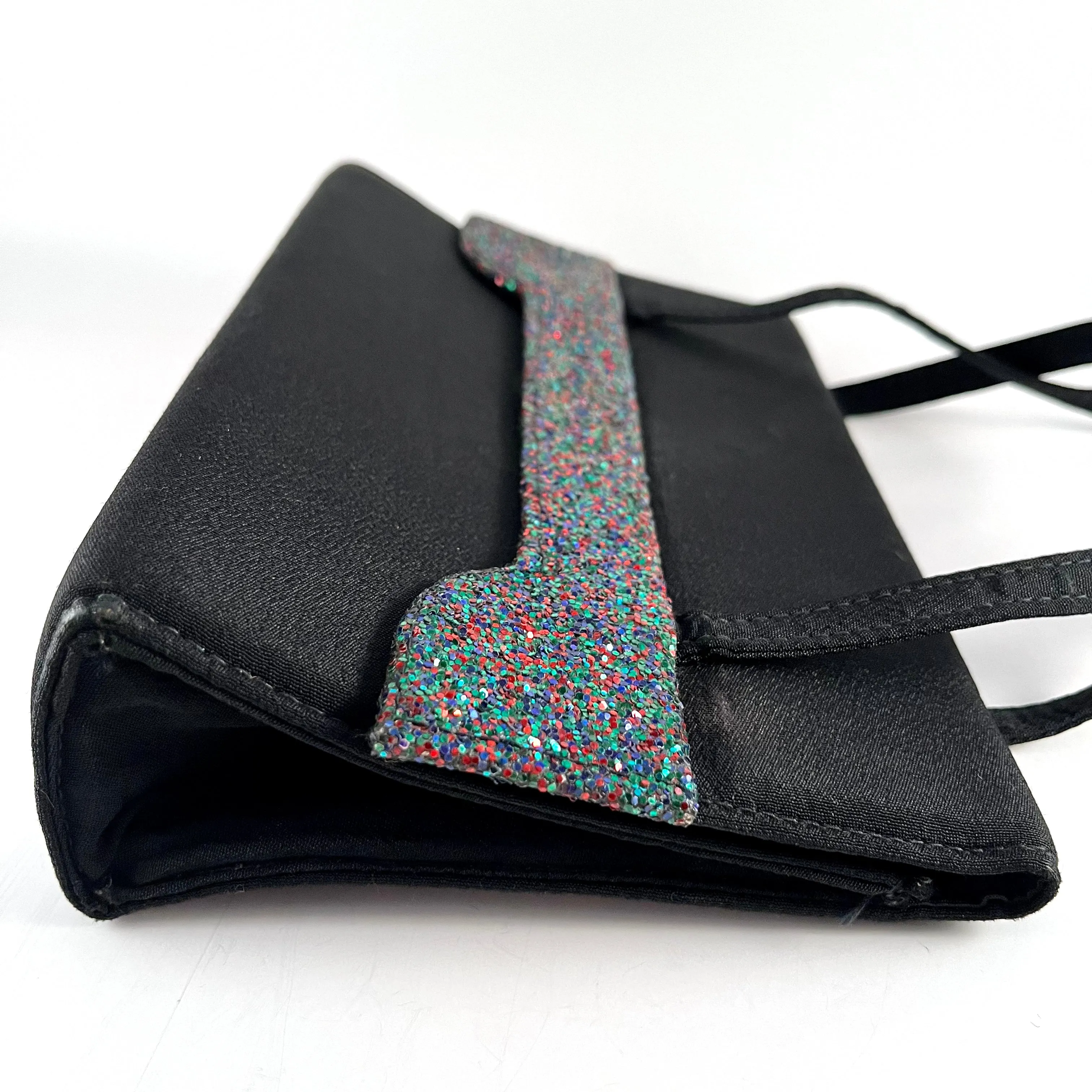Late 50s/ Early 60s Black Fabric & Glitter Handbag