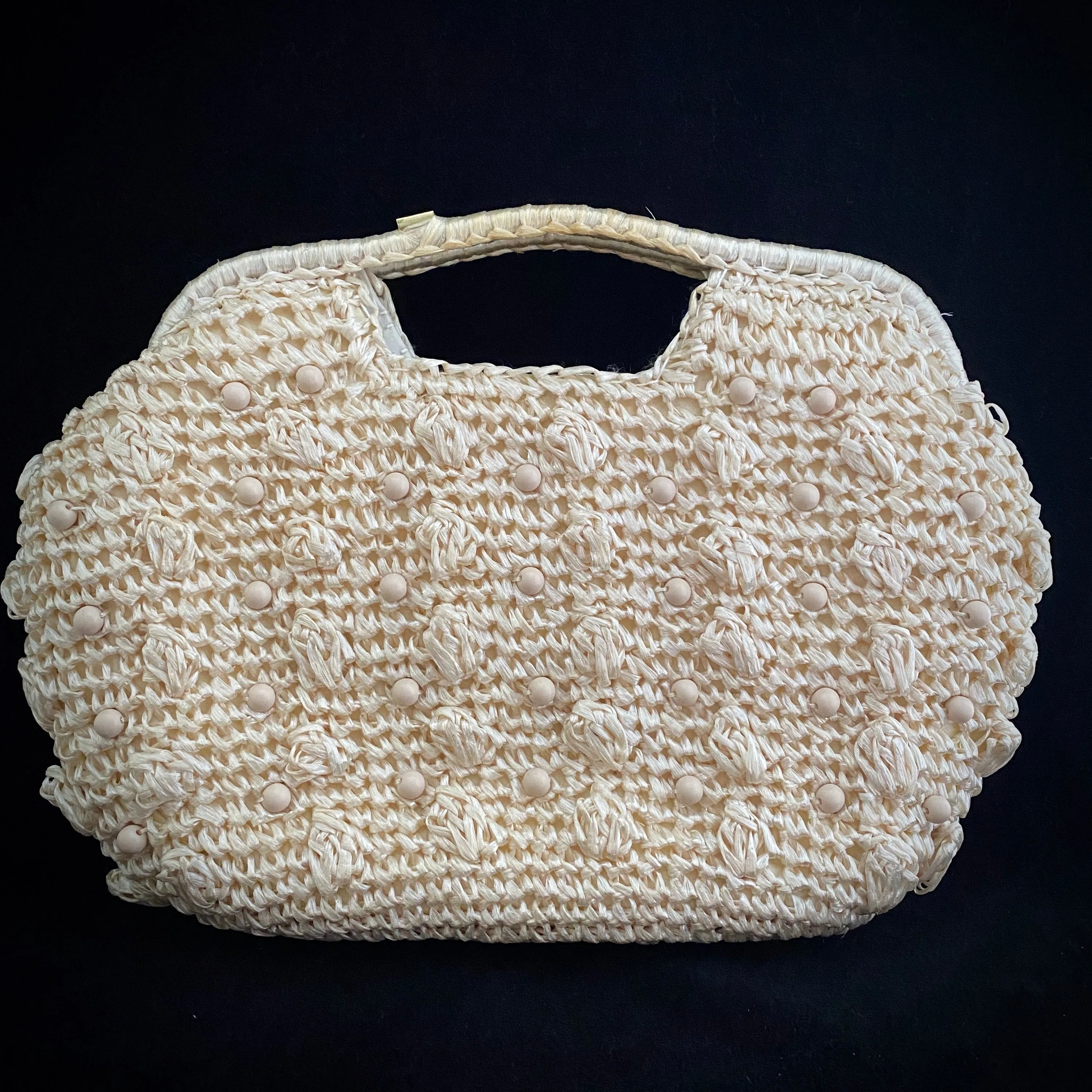Late 60s/ Early 70s Made In Japan Raffia & Bead Bag
