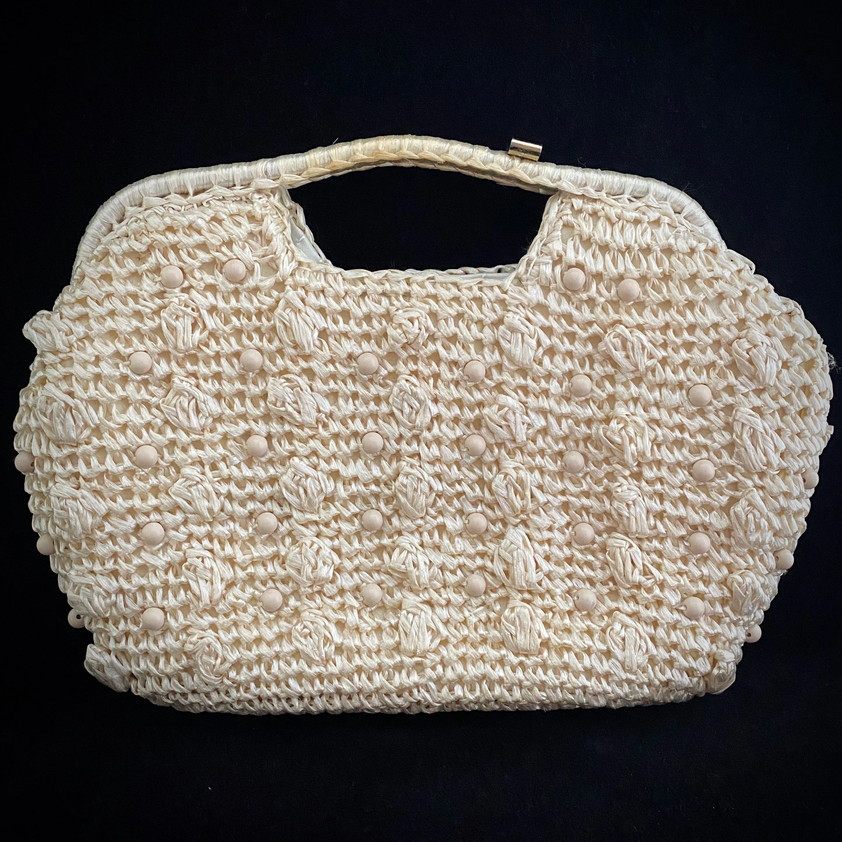 Late 60s/ Early 70s Made In Japan Raffia & Bead Bag