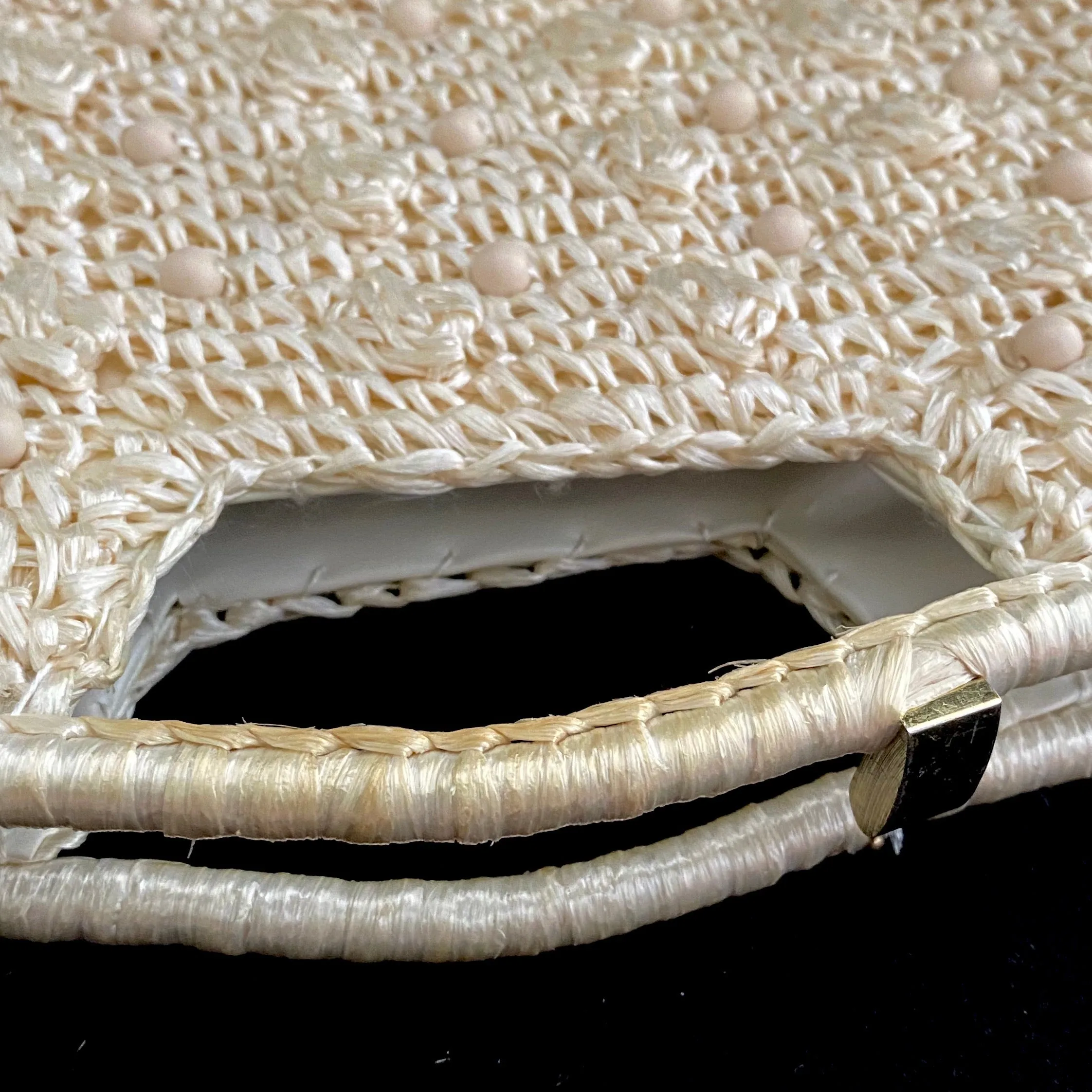 Late 60s/ Early 70s Made In Japan Raffia & Bead Bag