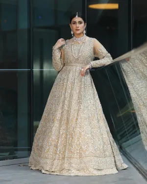 Latest Elegant Golden Bridal Dress Pakistani #BS924