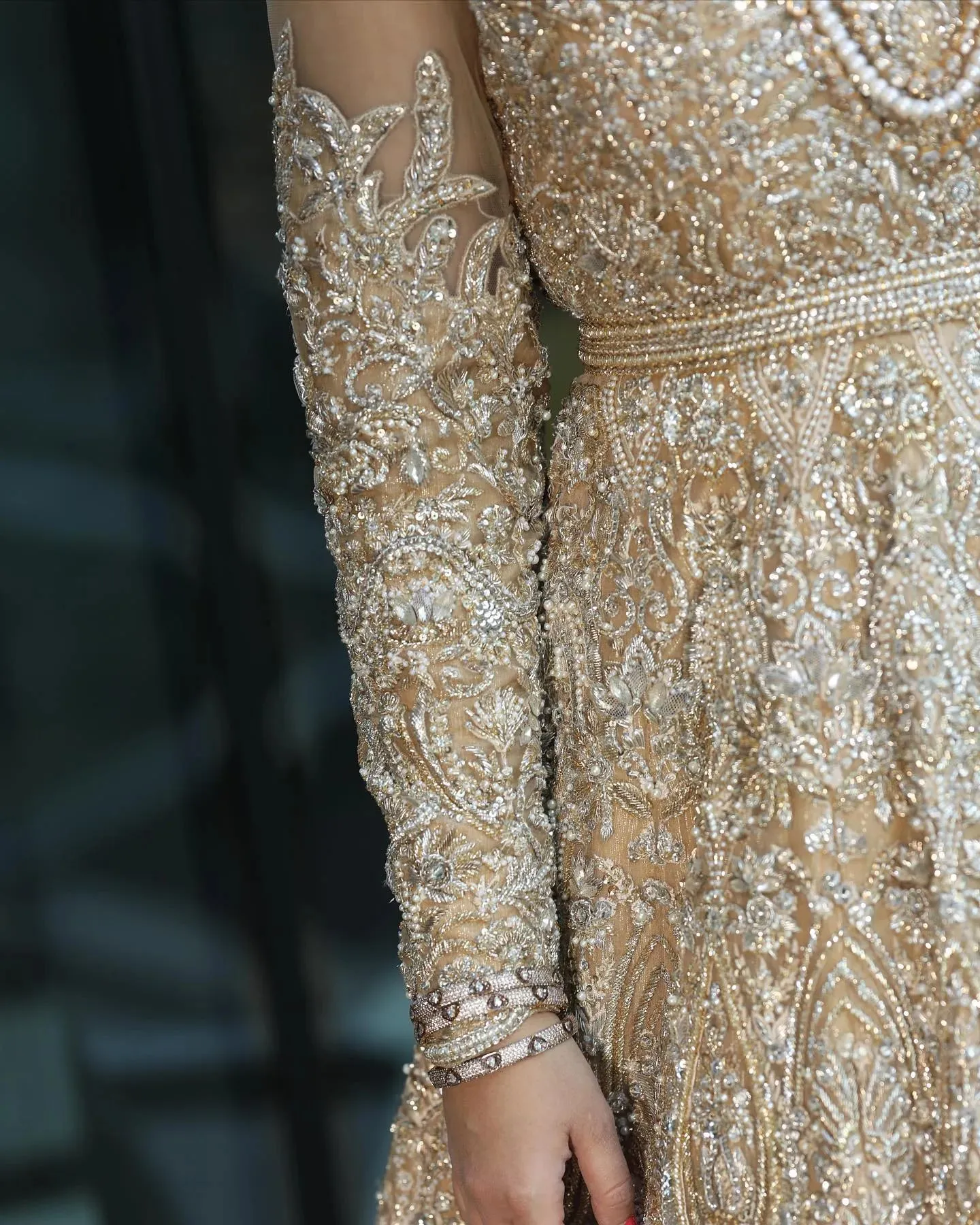 Latest Elegant Golden Bridal Dress Pakistani #BS924