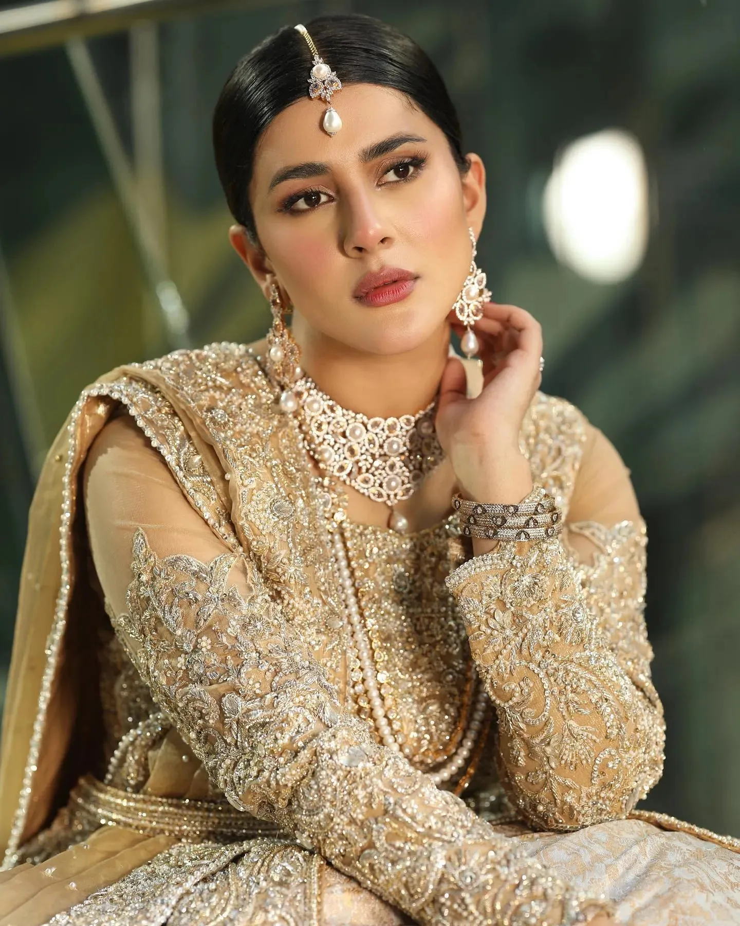 Latest Elegant Golden Bridal Dress Pakistani #BS924