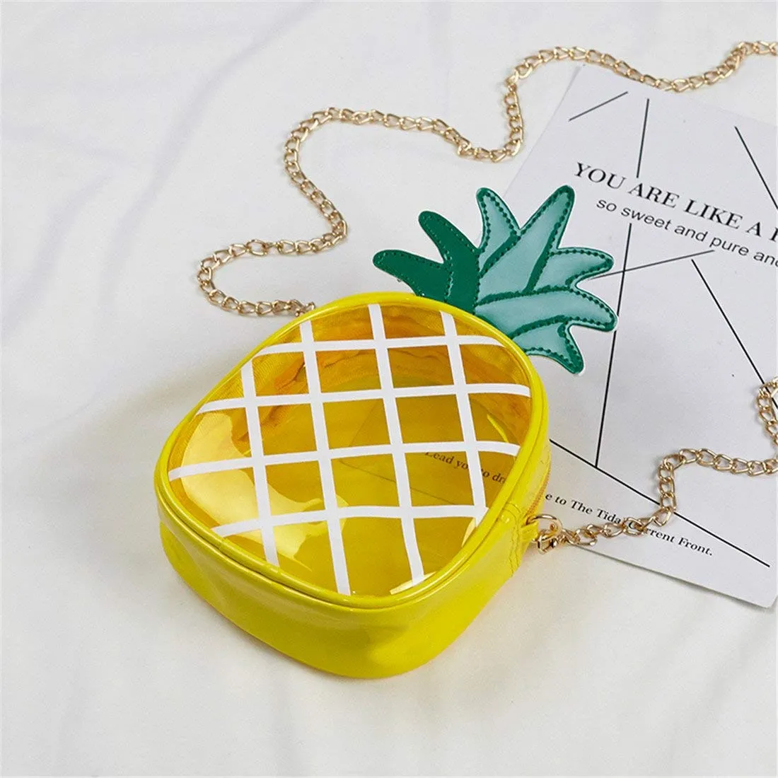 Latest Novelty Cute Pineapple Shape Clear Crossbody Mini Bag for Women