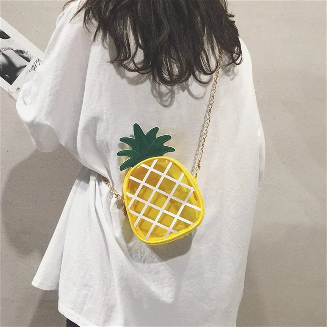 Latest Novelty Cute Pineapple Shape Clear Crossbody Mini Bag for Women