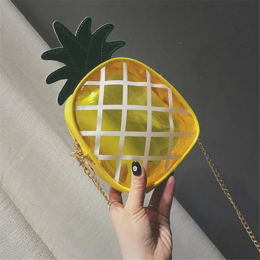 Latest Novelty Cute Pineapple Shape Clear Crossbody Mini Bag for Women