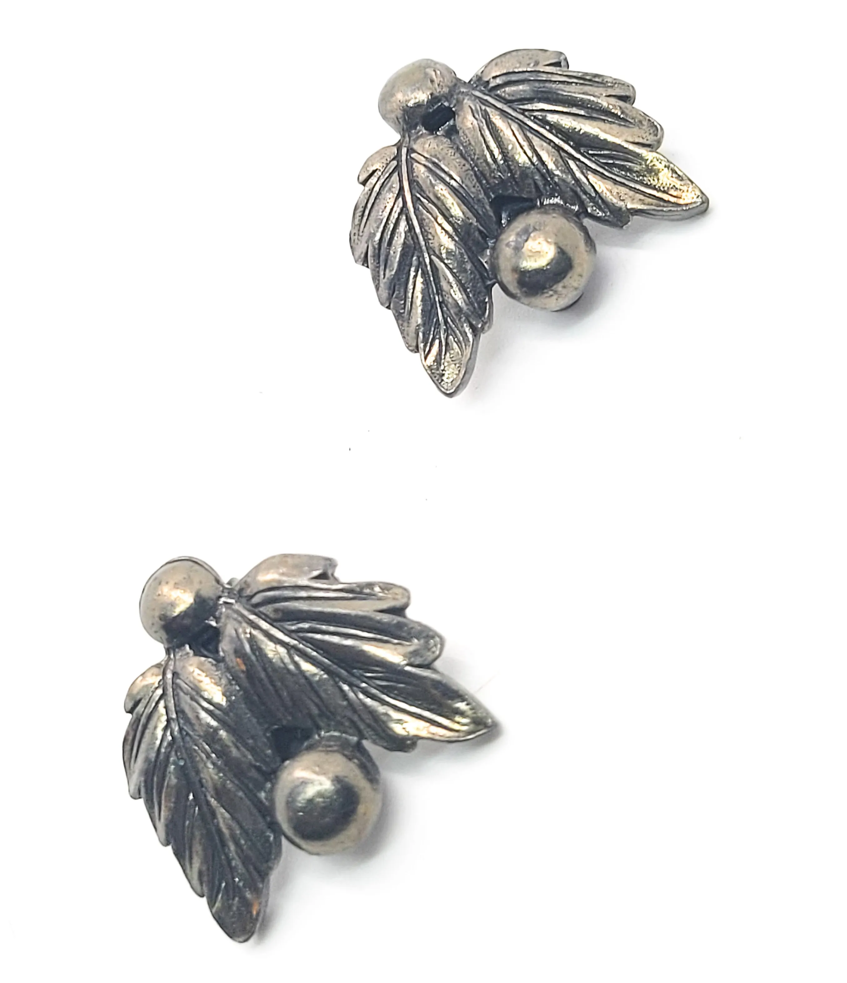 Leaf and Berry vintage bronze holiday clip on earrings