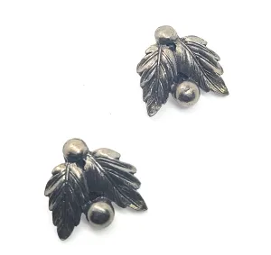 Leaf and Berry vintage bronze holiday clip on earrings