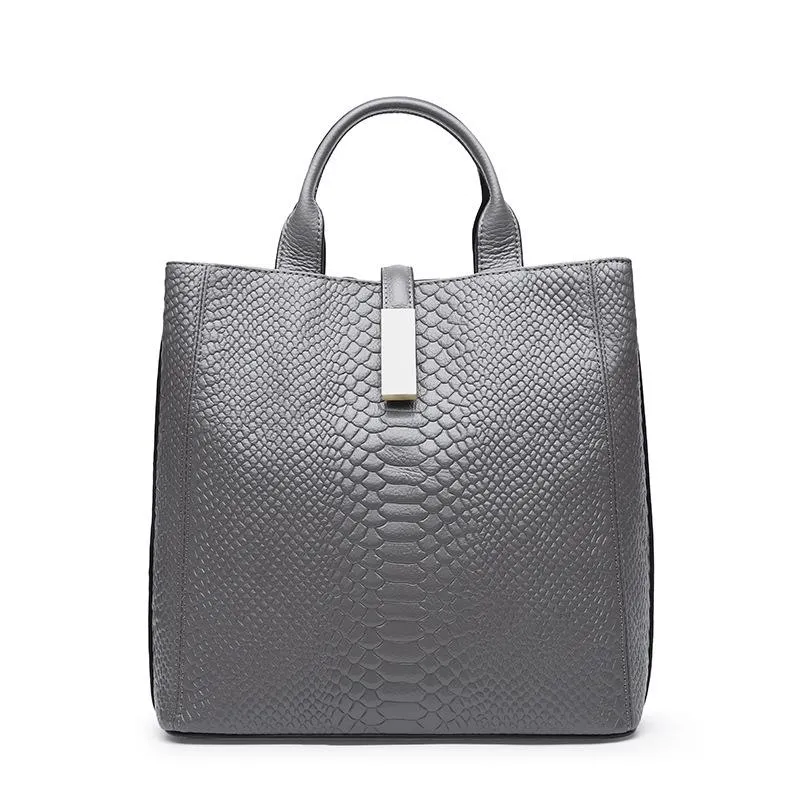 Leather Handbag Crocodile Top Layer Cowhide Women's Big Bag Shoulder Slung Mobile Ladies Bag