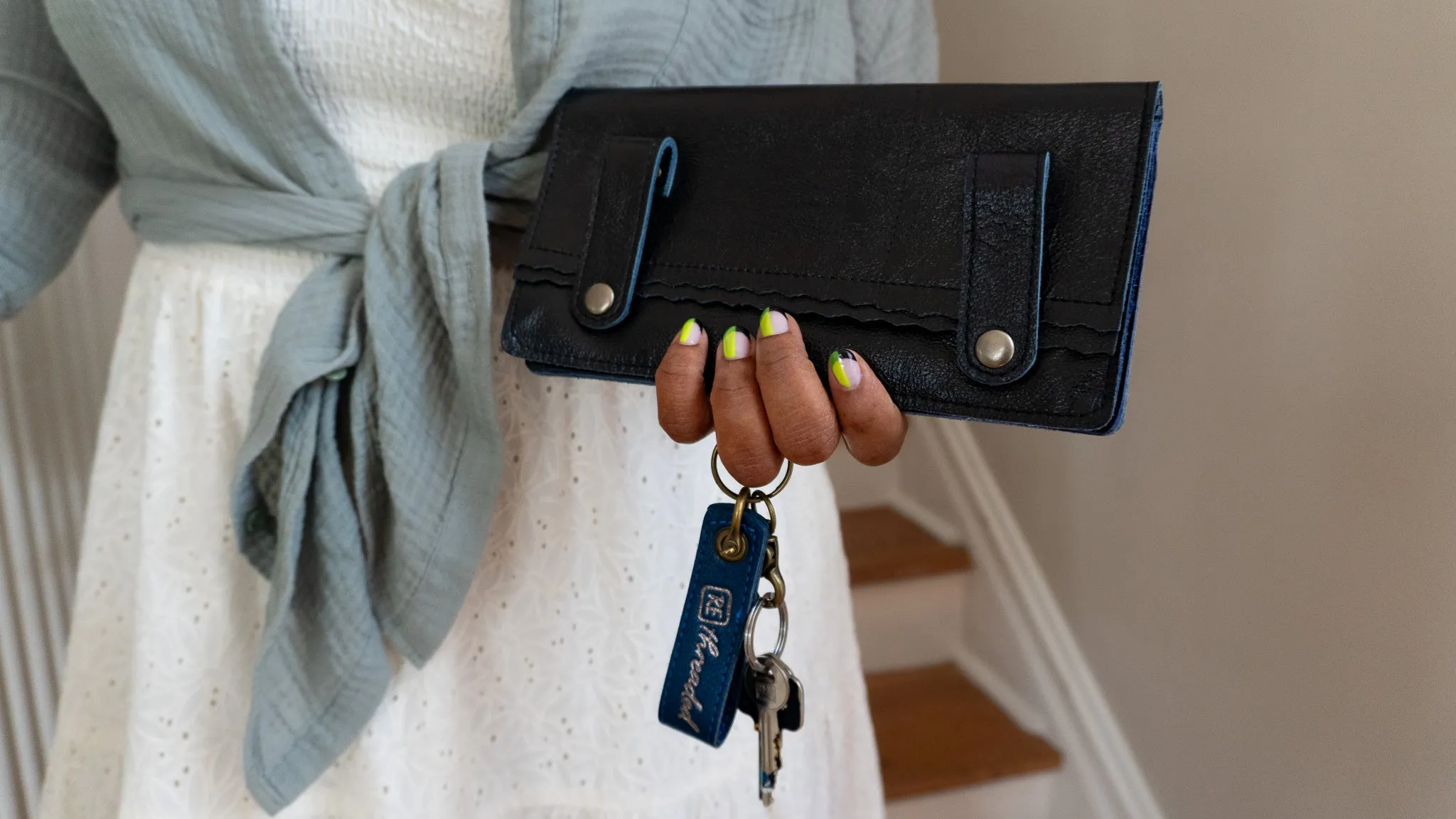 Leather Loop Keychain / Ocean