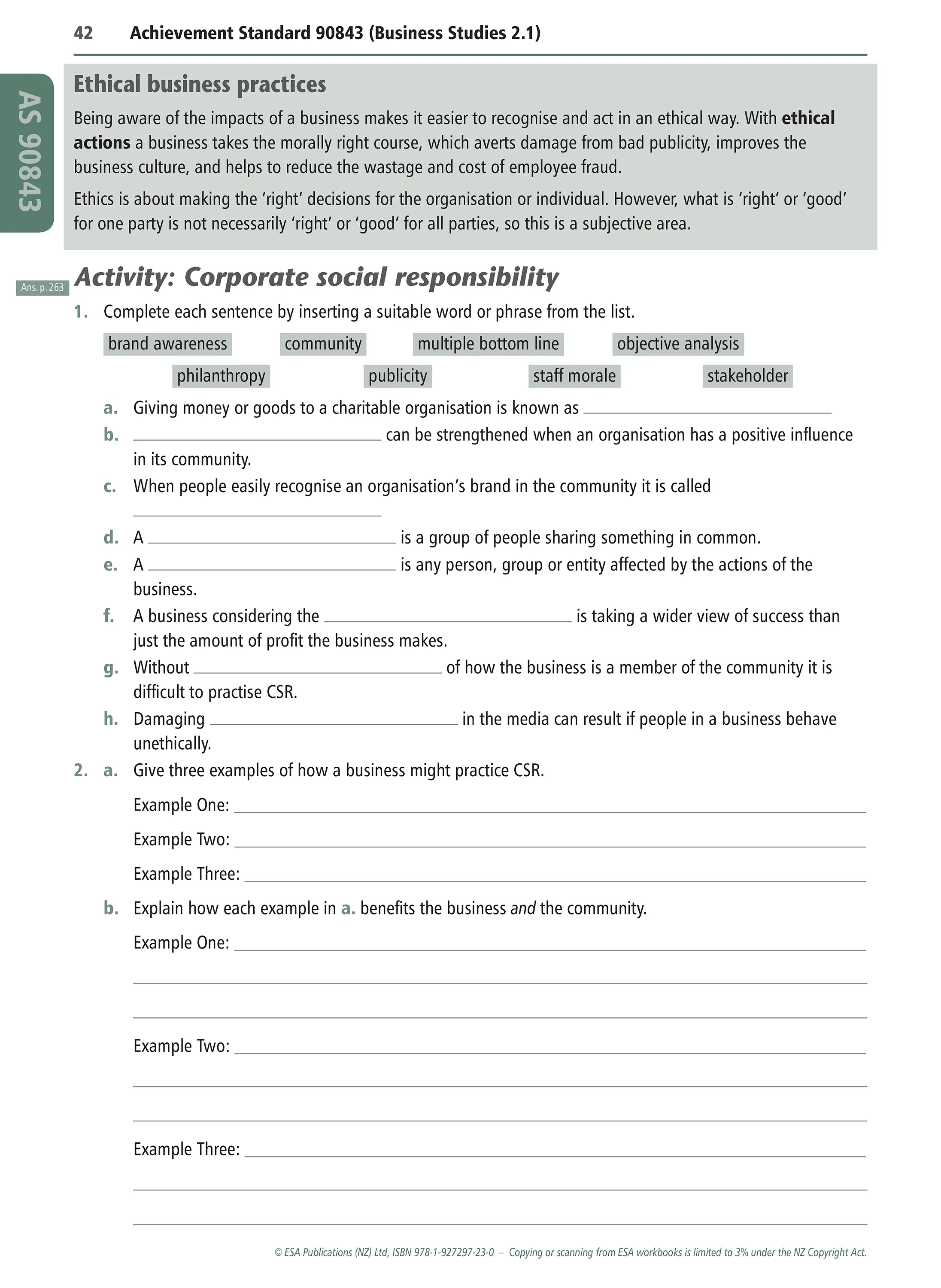 Level 2 Business Studies Learning Workbook