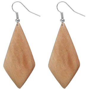 Light Brown Wooden Diamond Shaped Earrings