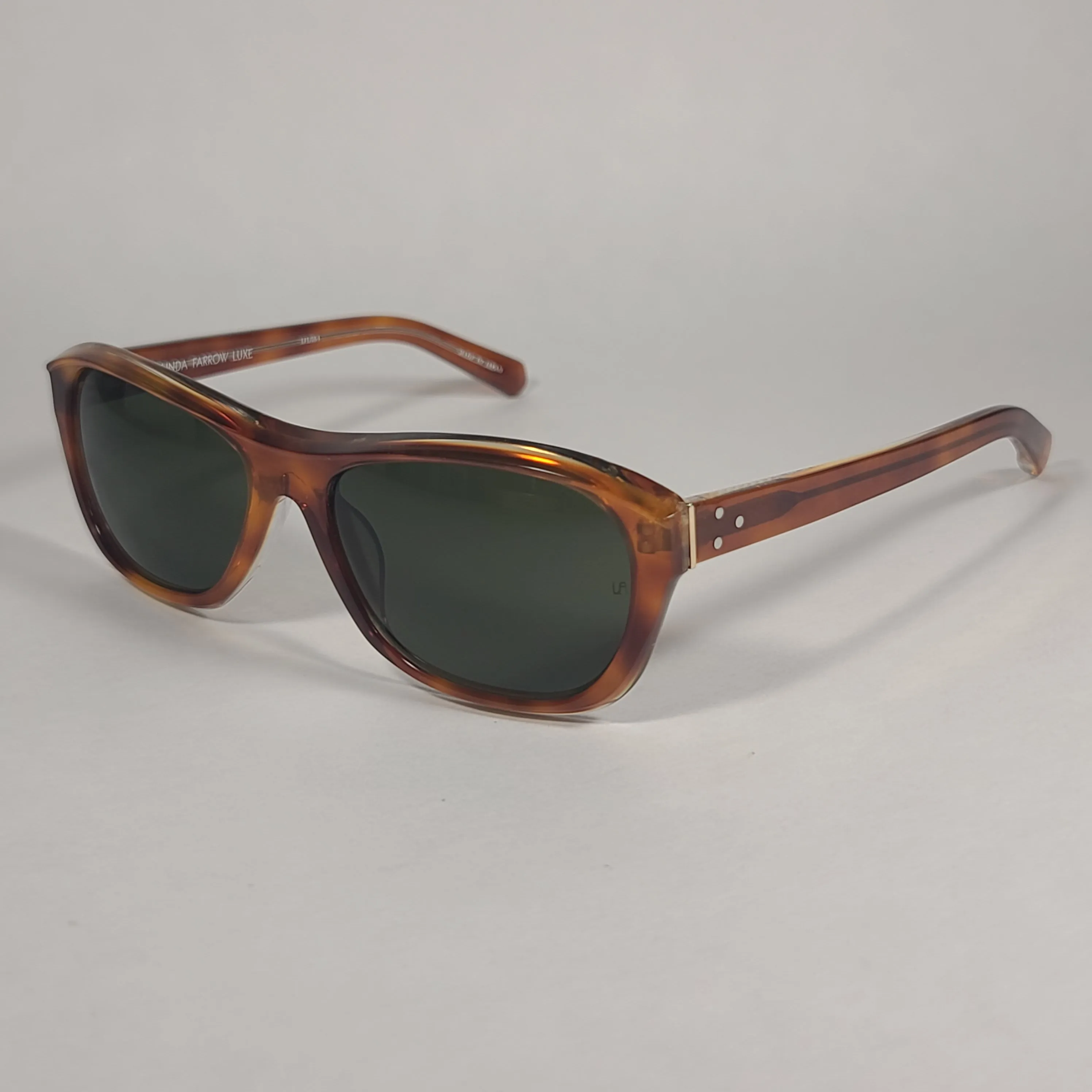 Linda Farrow Luxe Square Sunglasses Tortoise Frame Gray Green Lens LFL58C4