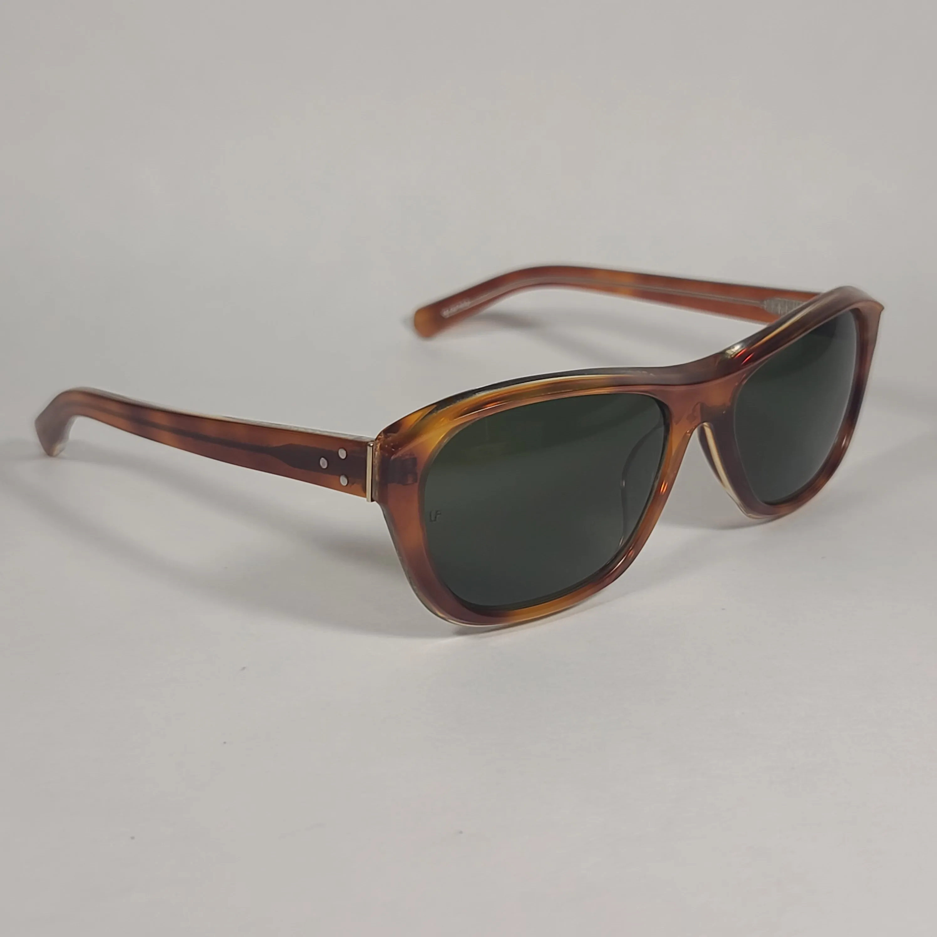 Linda Farrow Luxe Square Sunglasses Tortoise Frame Gray Green Lens LFL58C4