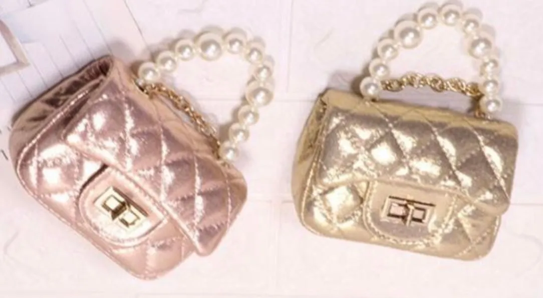 Little Lady Quilted Purse Pearl Handle Cross-body chain