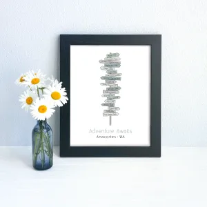 Local Signpost Series - Anacortes Art Print (Unframed)
