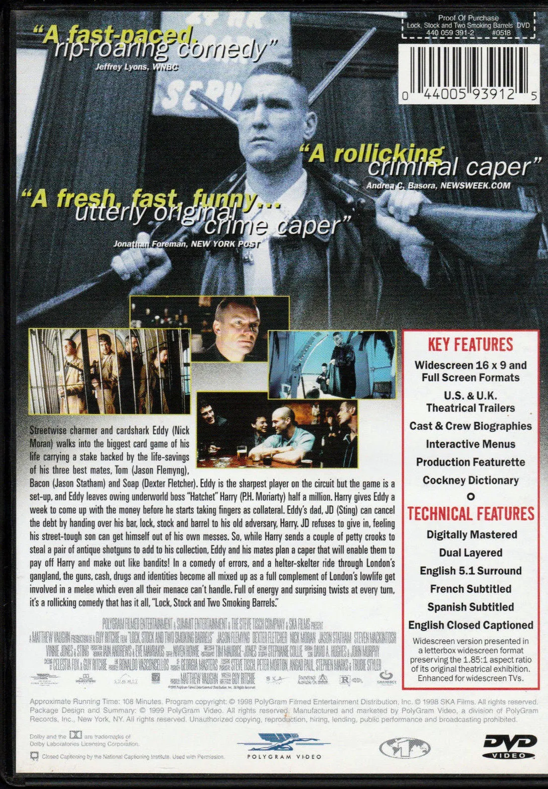 Lock, Stock And Two Smoking Barrels DVD (Free Shipping)