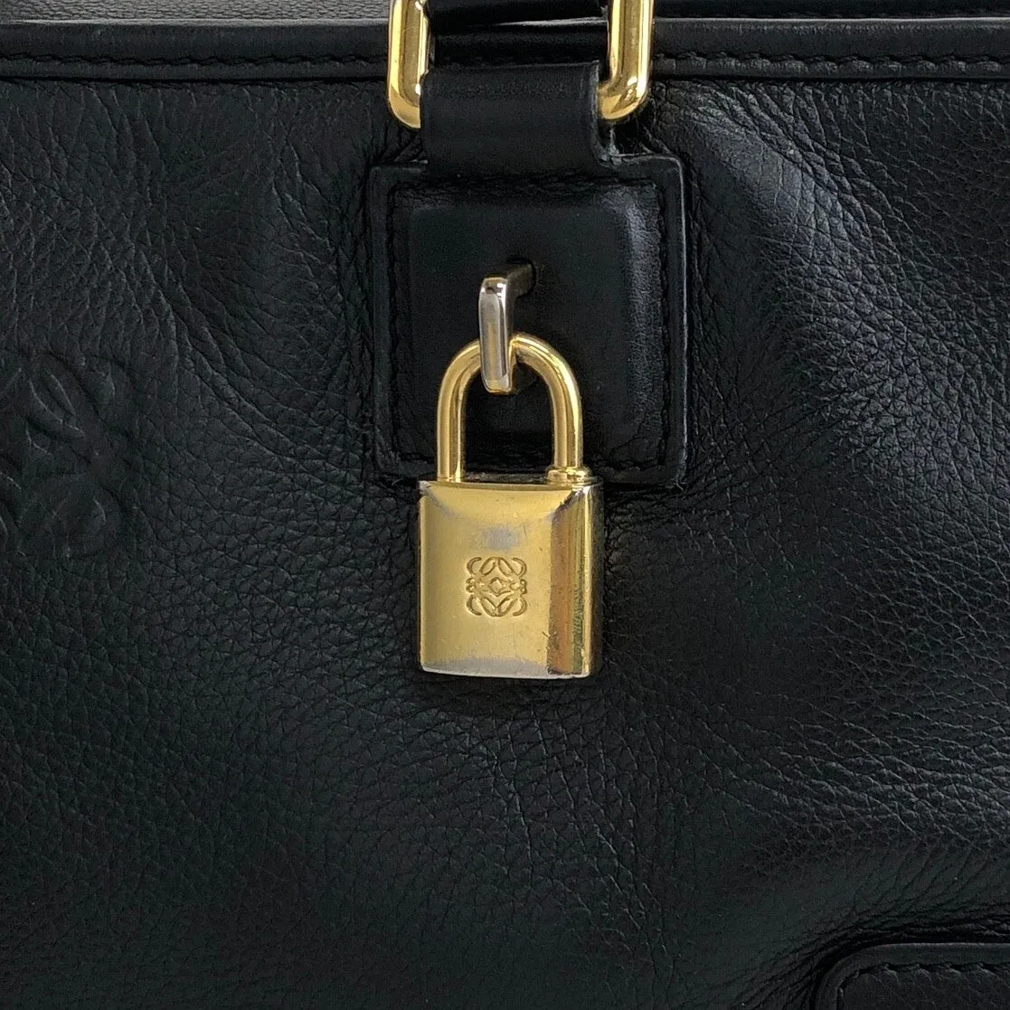 LOEWE Amazona28 Anagram Handbag Boston bag Black Vintage 4ve2yy