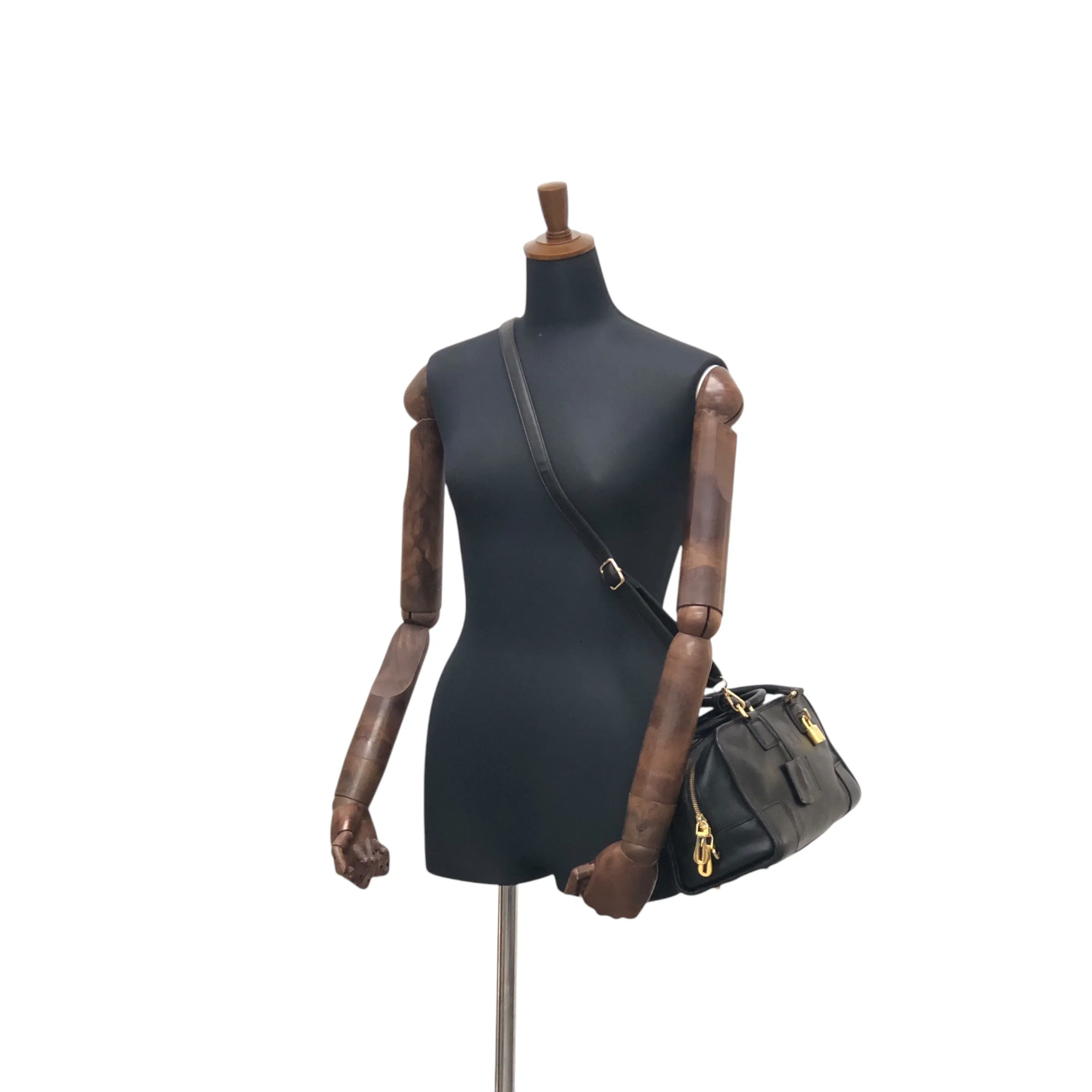 LOEWE Amazona28 Anagram Handbag Boston bag Black Vintage 4ve2yy