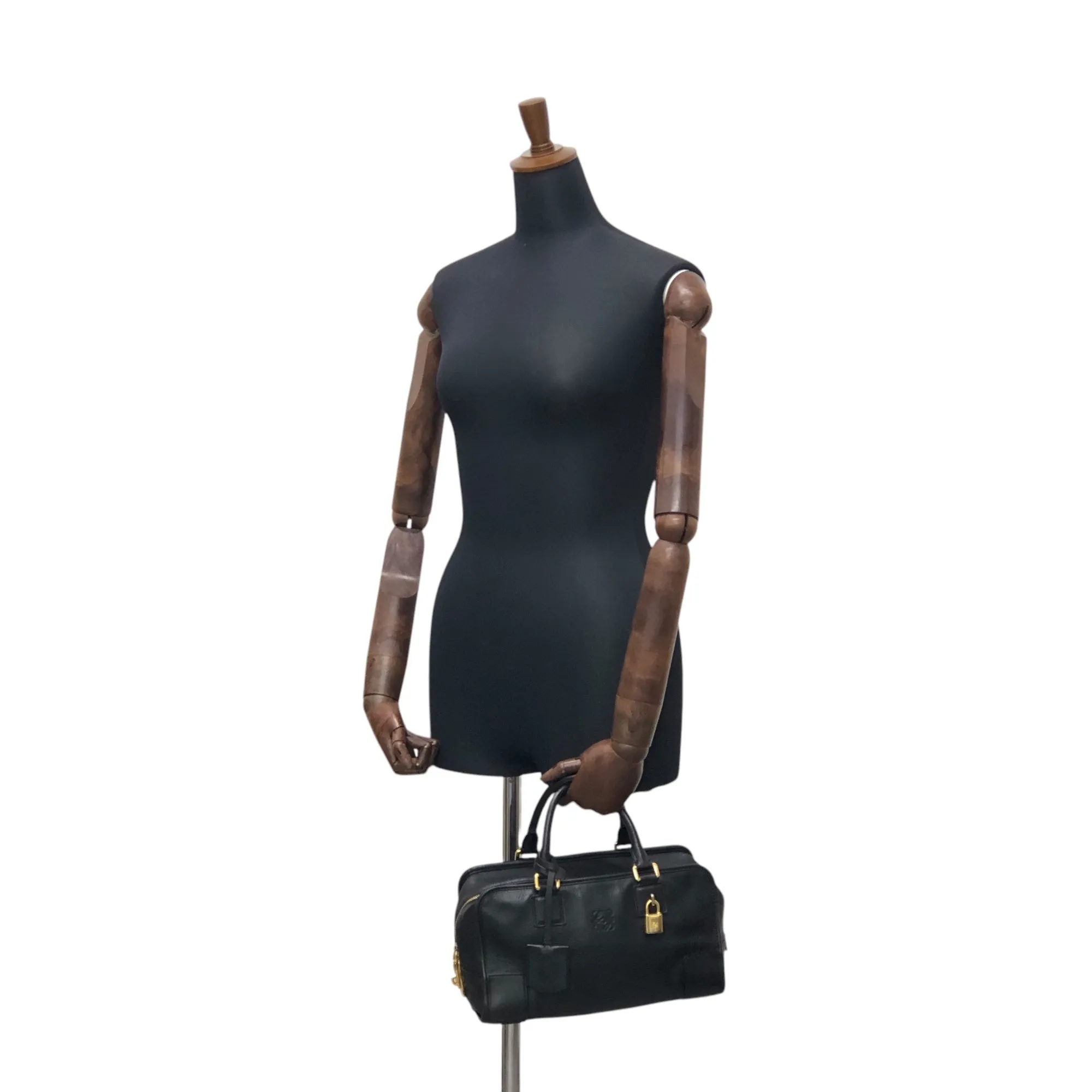 LOEWE Amazona28 Anagram Handbag Boston bag Black Vintage 4ve2yy