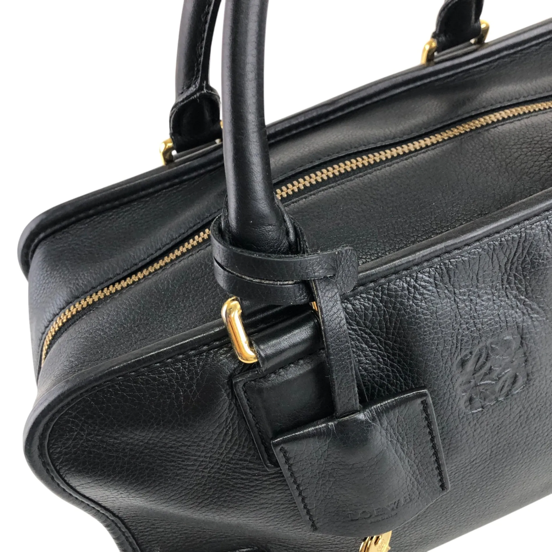 LOEWE Amazona28 Anagram Handbag Boston bag Black Vintage 4ve2yy